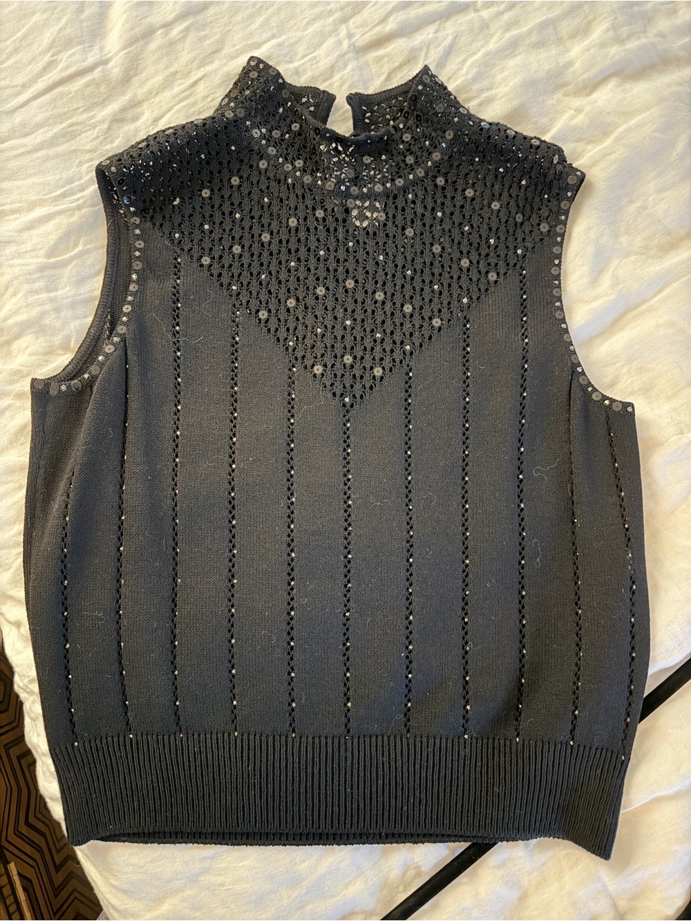 St. John Evening Black Sequin Knit Top